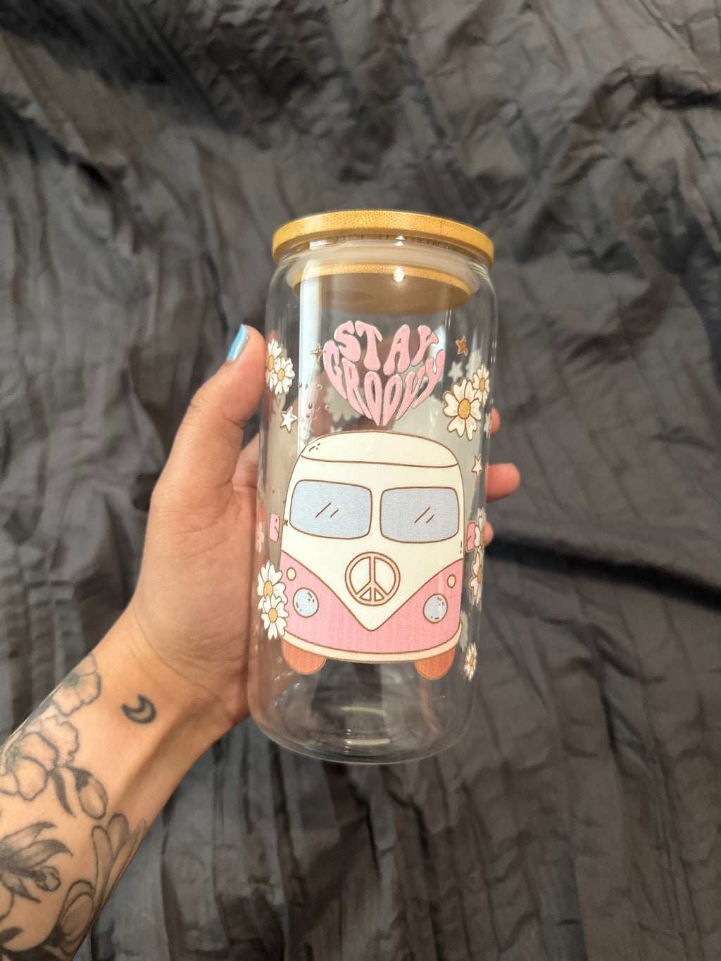 Retro Stay Groovy Glass Cup