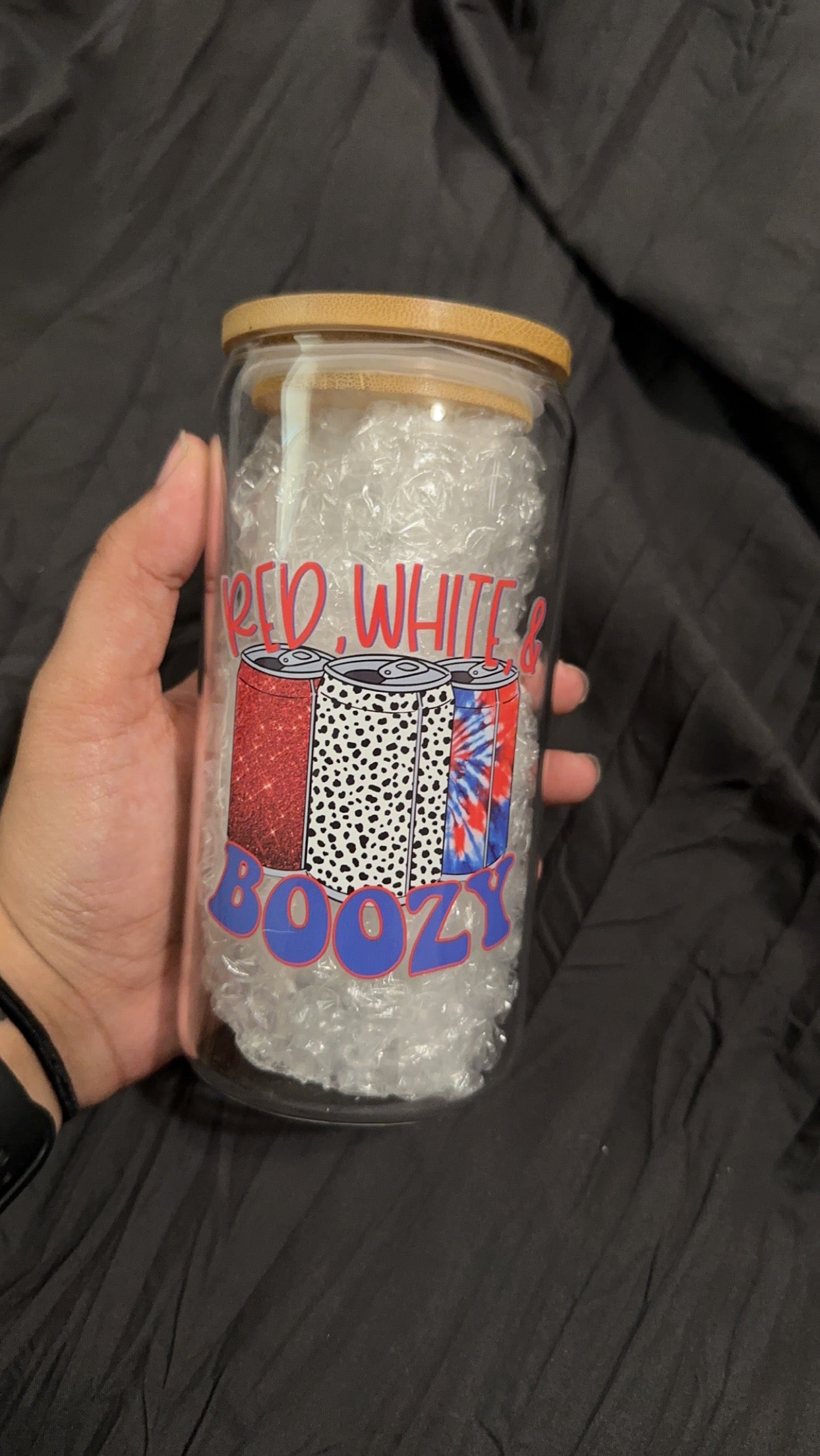 Red, White & Boozy Glass Cup