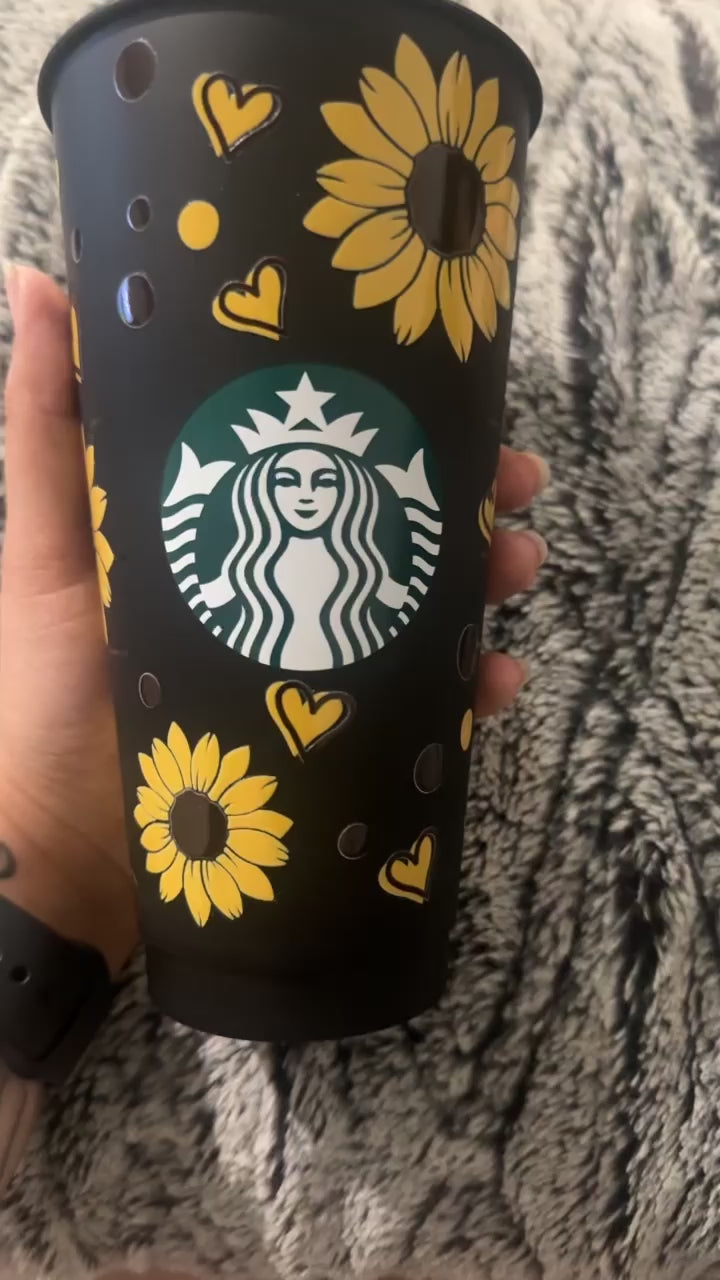 Sunflower Starbucks Cup in Black